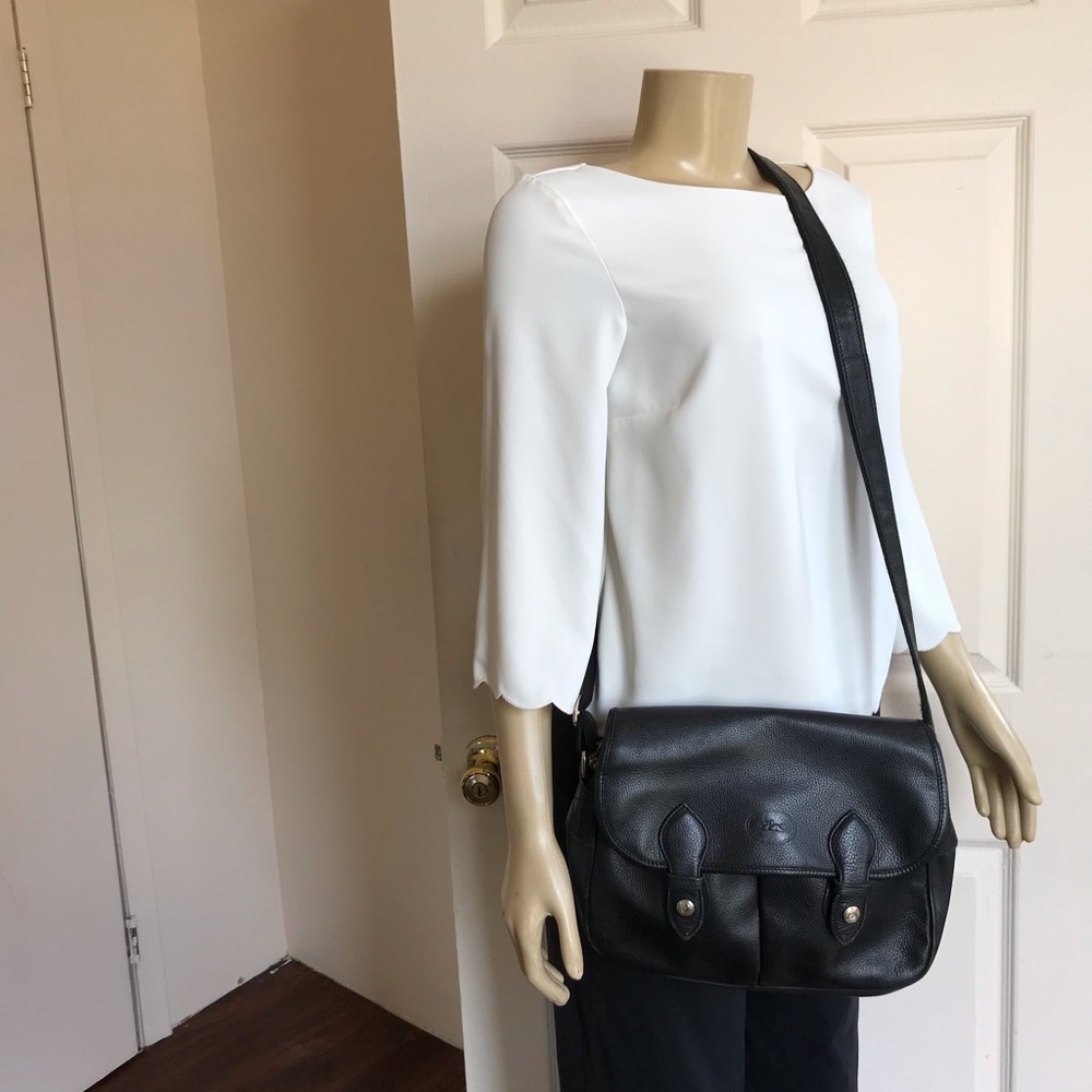 Longchamp Black Leather Crossbody Bag